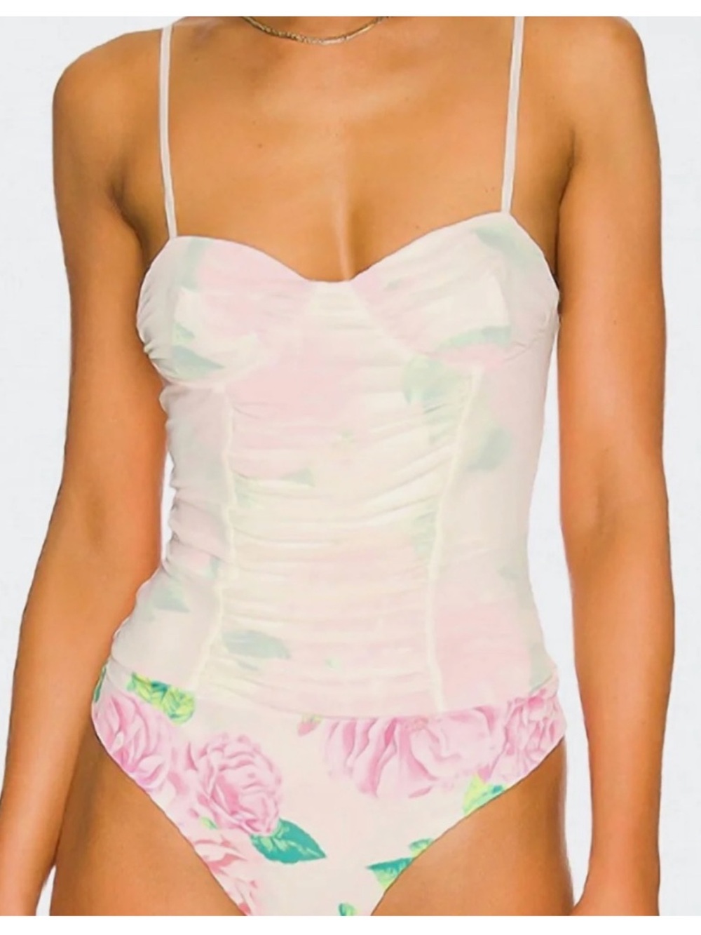 REVOLVE AFRM Floral Bodysuit - Pink & Green - Size XS